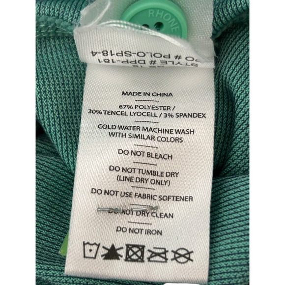 Rhone XXX Shirt Size L Green Delta Pique Performance Stretch Tennis Golf Polo - Picture 8 of 11
